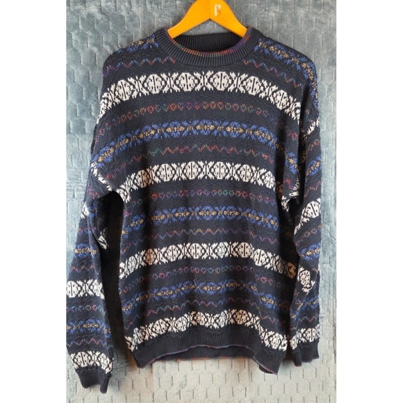 Alexander Julian Other - Vintage Alexander Julian Colours Sweater Men's XL Blue Geometric Striped